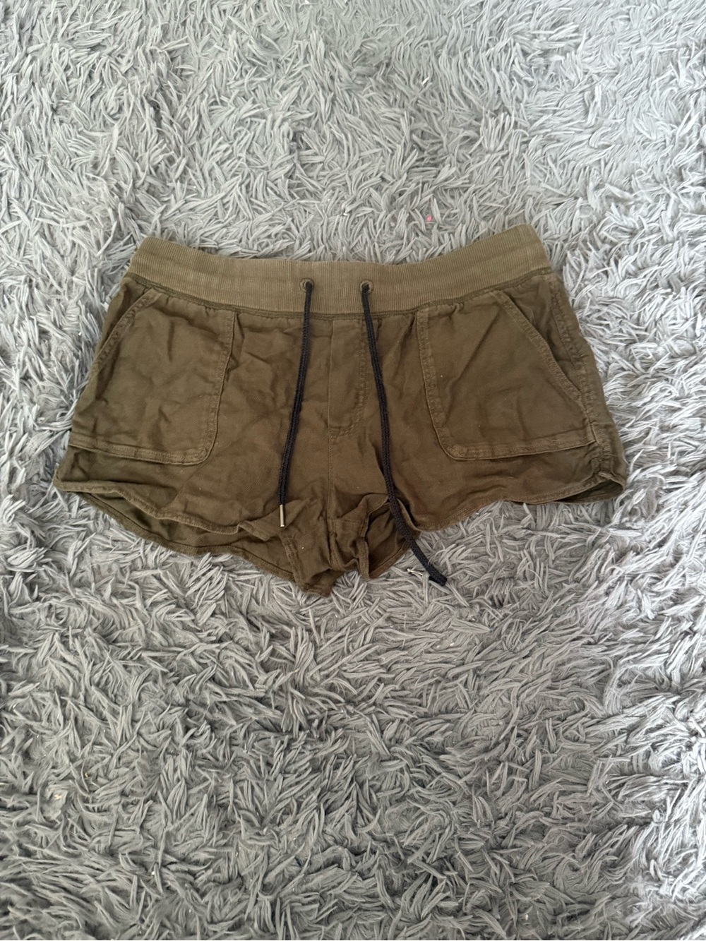 Aritzia Olive Green Drawstring Cargo Lounge Shorts